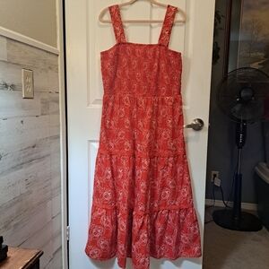 Red White Lobster Smocked Maxi